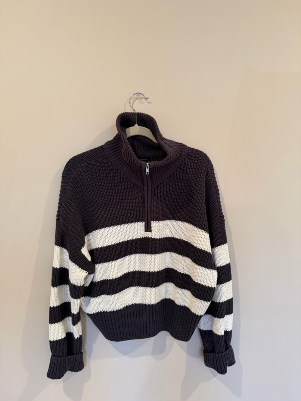 Dynamite Striped Half-Zip Chunky Sweater